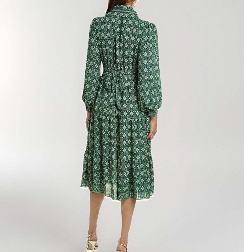 NWT Max Studio Maxi Dress Green Bohemian Farmhouse Modest Festival Sz S MSRP$148 - Picture 6 of 16
